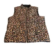 TALBOTS leopard print puffer vest