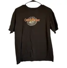 Tangerine Captain Morgan Black Cotton Short Sleeve Casual T-Shirt Women Sz L