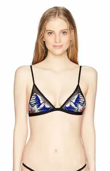 Rip curl Vtg black white tropical floral triangle swim bikini top small​