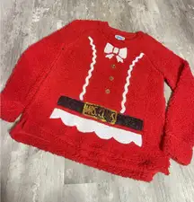 Ugly Christmas Sweater Womens L Santa Suit Sherpa Sequined Fleece Red C0073