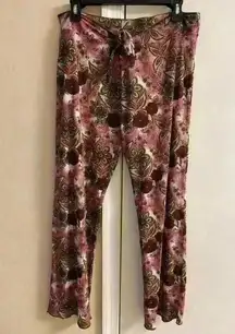 Becca beach cover up pants floral straight leg semi sheer tie waist Medium