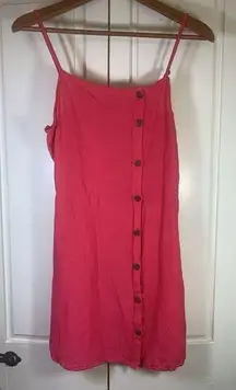 Billabong Linen Blend Mini Dress Women Medium Hot Pink Sun Beachy Coastal Surfer