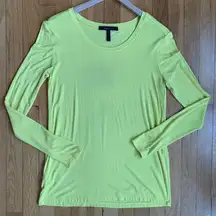 BCBGMaxAzria Emi Long Sleeve Knit Jersey Tee in Chartreuse Yellow Size XS