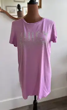 Juicy Couture Embellished Rhinestone T-Shirt‎ Dress Sleepwear Lavender Medium