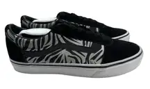 VANS Womens Ward Black White Metallic Zebra Skate Shoes Sneakers Size 9.5 US