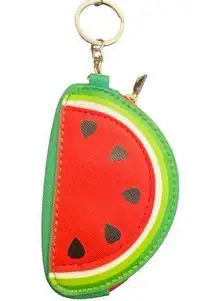 Faux leather watermelon slice fruit coin purse wallet key chain bag charm