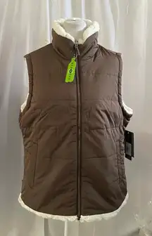 Women's Free Country Brown & White Reversible Puffer Vest Size L