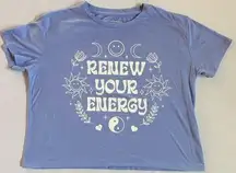 Grayson Threads Cropped Renew Your Energy Graphic Short Sleeve Crew Neck Shirt