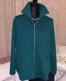 Ruby Rd Size PM Emerald Green Zip Up Jacket