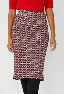 Ann Taylor Red Black White Tweed Sweater Midi Skirt Womens‎ Size XLP NWT