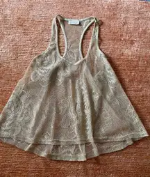 Free with purchase ♥️ Crystal K Fishnet/Mesh Tank Top Gold Metallic Top Sz M