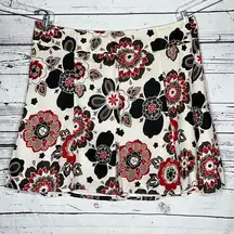 Lane Bryant NWT Size 28 Cream - Brown & Red Floral Print A-Line Skirt