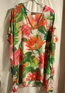Tommy Bahama Floral Print Tunic Bathing Suit‎ Cover-Up Womens Small Lightweight