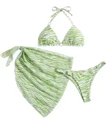 Amazon green zebra print bikini