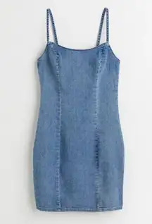 Denim Bodycon mini Dress - Square Neckline H&M