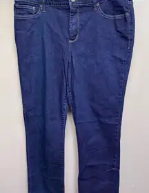 Lands’End Women’s Blue Jeans Size 14 High Rise Straight Leg  Dark Wash