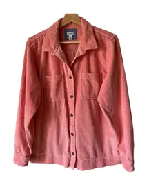 L.L Bean Women’s Comfort Corduroy Relaxed Shirt  Coral Button-Up 