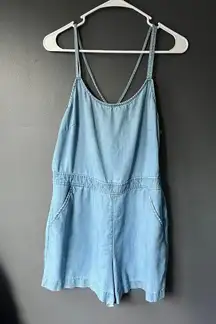 Lift Light Blue Denim Romper with Adjustable Straps