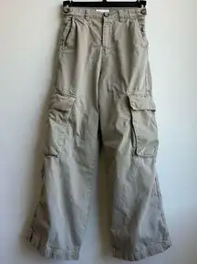 ZARA  Blogger Favorite Khaki Cargo Wide Leg Baggy Pants Size 2 / Size XS