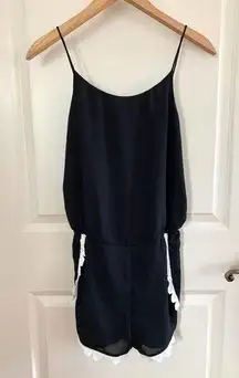 3/$15 Aqua Lace Trim Spaghetti Strap Romper Black