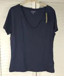 NWT‎ J Crew Womens Navy Vintage Cotton V Neck Tshirt Medium