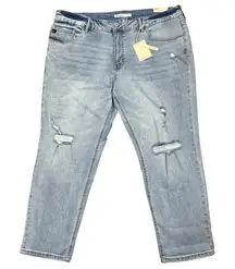 Kancan High Rise Boyfriend Jeans Plus Sz 22 Light‎ Wash Distressed Stretch NEW!