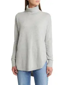 Treasure n Bond Sz L Gray Drapey Turtleneck Sweater Pullover Stretch Tunic