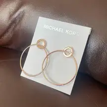 Rose Gold Logo Ring Drop Hoop Ring Earrings MKJ7676 791