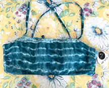 Tie Dye Bandeau Reversible Bikini Top Blue L