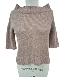 LOFT M Lightweight Heathered Neutral Beige Half Sleeve Mohair Blend Sweater