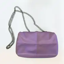 A New Day Purple Faux Leather Clutch Purse Silver Chain Strap Small