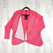 NWT Colorblock Neon Pink Metallic Knit Open Front Cardigan Sweater Women's M/L