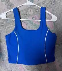 Blue White Stripe Athletic Cropped Top