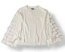 French Connection Cotton‎ Lace Bell-Sleeve Top Womens Size XS White