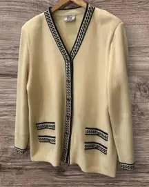 Mita Cream Beige Acrylic Blend Knit Cardigan Sweater Jacket 16 Petite