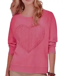 STYLE & CO acid wash hot pink heart sweatshirt, size XL