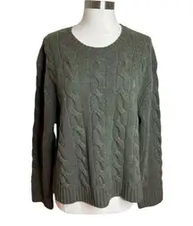 Polo Ralph Lauren Sweater Womens XL Green Wool Cashmere Cable Knit Pullover NEW