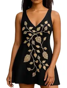 Johnny Was Joystick Embroidered Black Cream Cotton Mini Dress Small