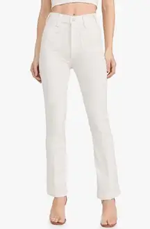 MOTHER The Hustler Patch Pocket Flood Jeans Size 23 Cream Puffs White Wash