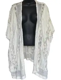 Motherhood Maternity Crocheted Cardigan Sz L XL‎ Ivory Cottagecore Boho Feminine