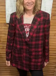 Red and Black Plaid Blazer, women’s, XL