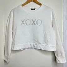 XOXO Oversized Cropped Sweatshirt Size Medium Loungewear Soft Inside