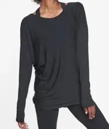 NWT Athleta Threadlight Asym Relaxed Longsleeve Shirt in Constellation Black XL