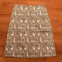 Brooks Brothers  Black + White Paisley Skirt Size 2