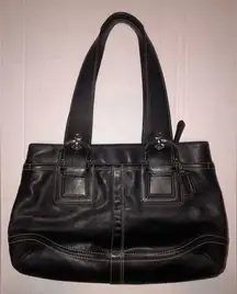 Coach  F12303 SOHO Large Black Leather Expandable Open Shoulder Bag