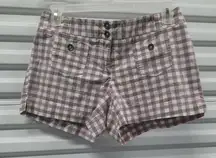 New York & Company Shorts Womens Size 10 Pink Brown Check Mid Rise Casual