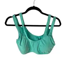 The Bikini Lab Aqua Blue Cut Out Strap Scoop Neck Bikini Swimsuit Top Size Large