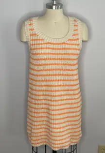 American Eagle Knit/Crochet Sleeveless Dress- Orange and Beige- Size Small- NWT