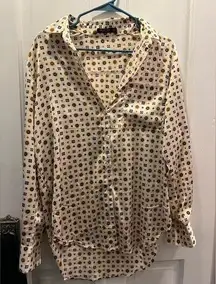 Nasty Gal Printed Satin Button Down Blouse