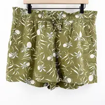 Calypso St Barth Shorts Size Extra Large Olive Green Paperbag Pull On Pockets